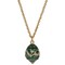 Regal Currents: Green Enameled Wave Royal Egg Necklace, 20 Inches